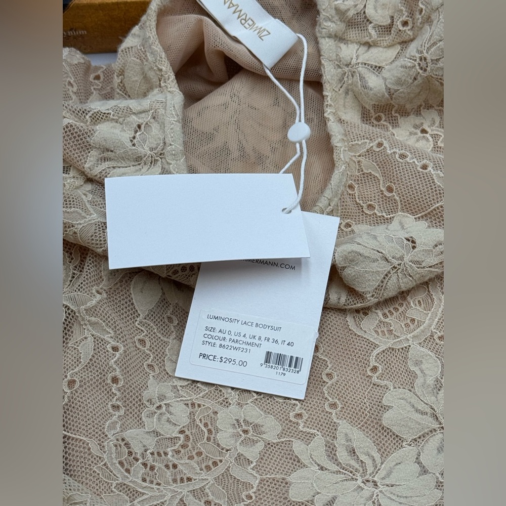 Zimmermann Beige Lace Long-Sleeve Bodysuit - Picture 14 of 16